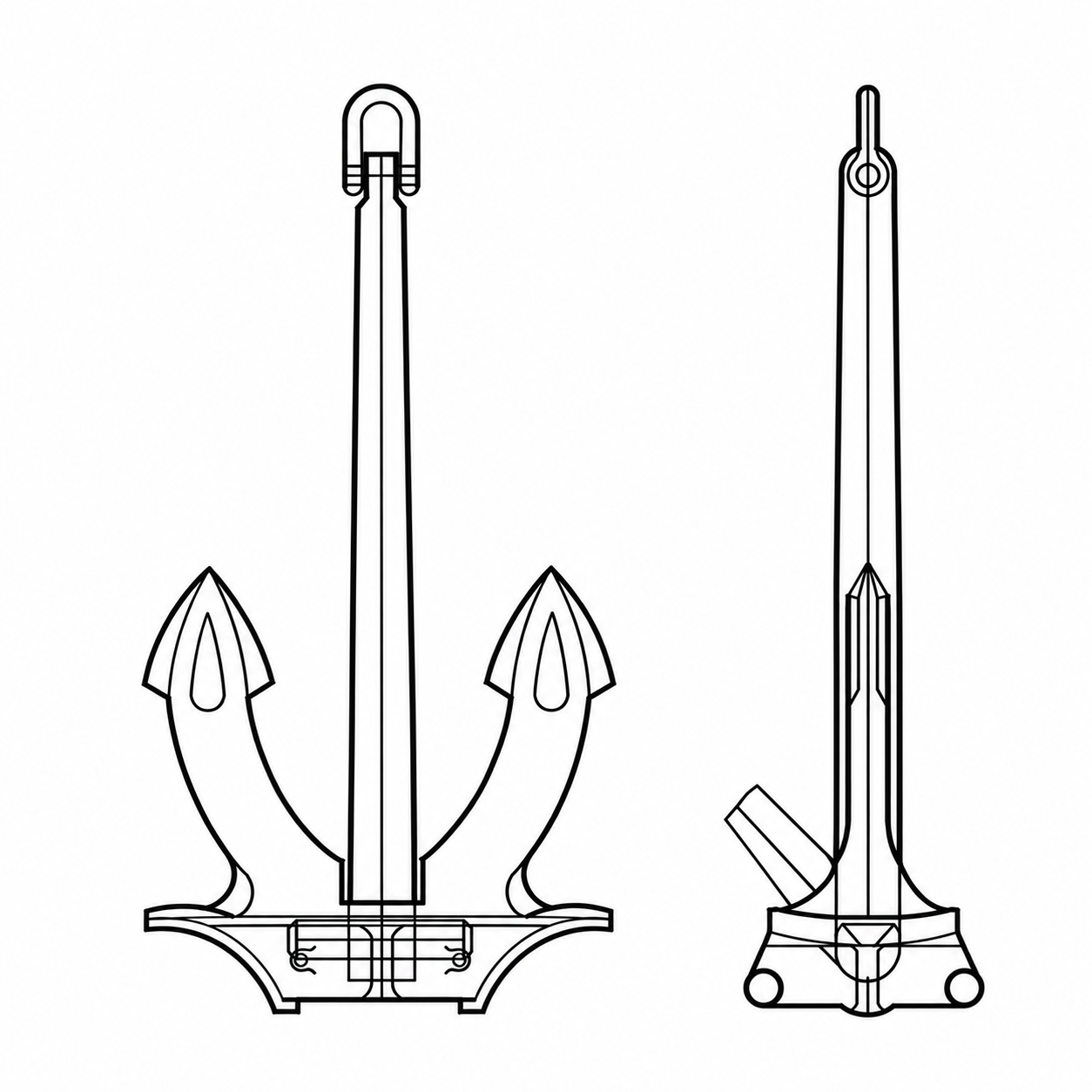 Stockless-anchor hall